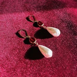 Handmade Renaissance Faux Pearl Earrings, Costume jewelry, Historical Earrings